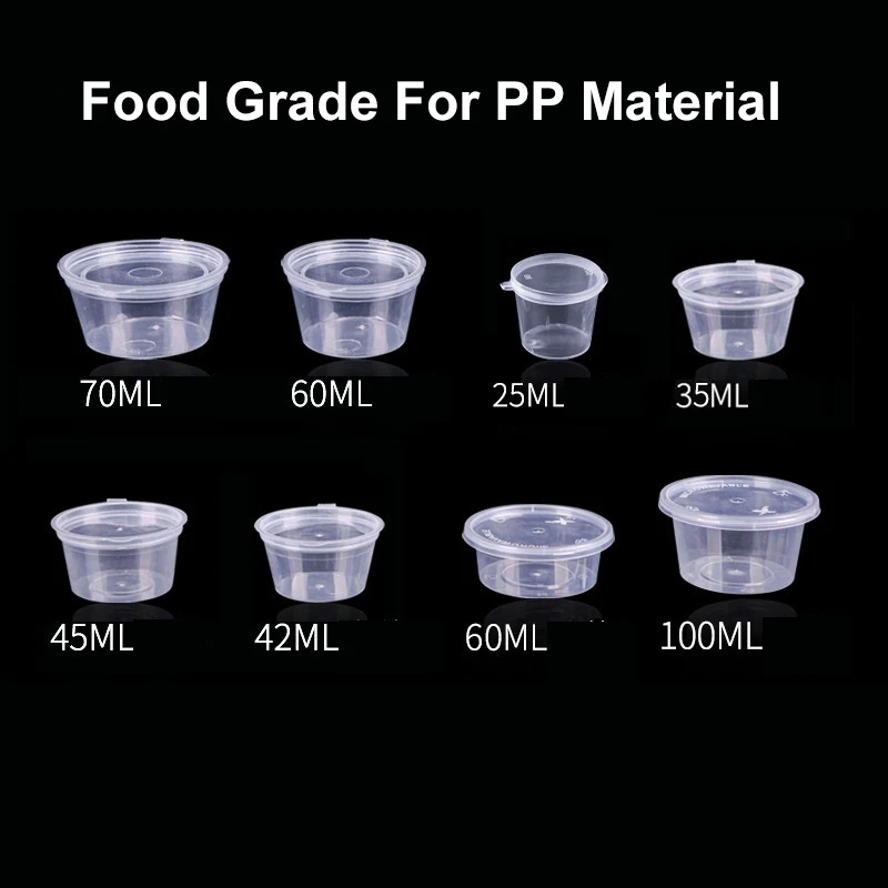 Customized disposable plastic transparent pp 1oz sauce cups with lid with hinged lid food grade 4OZ Sauce Plastic Cup