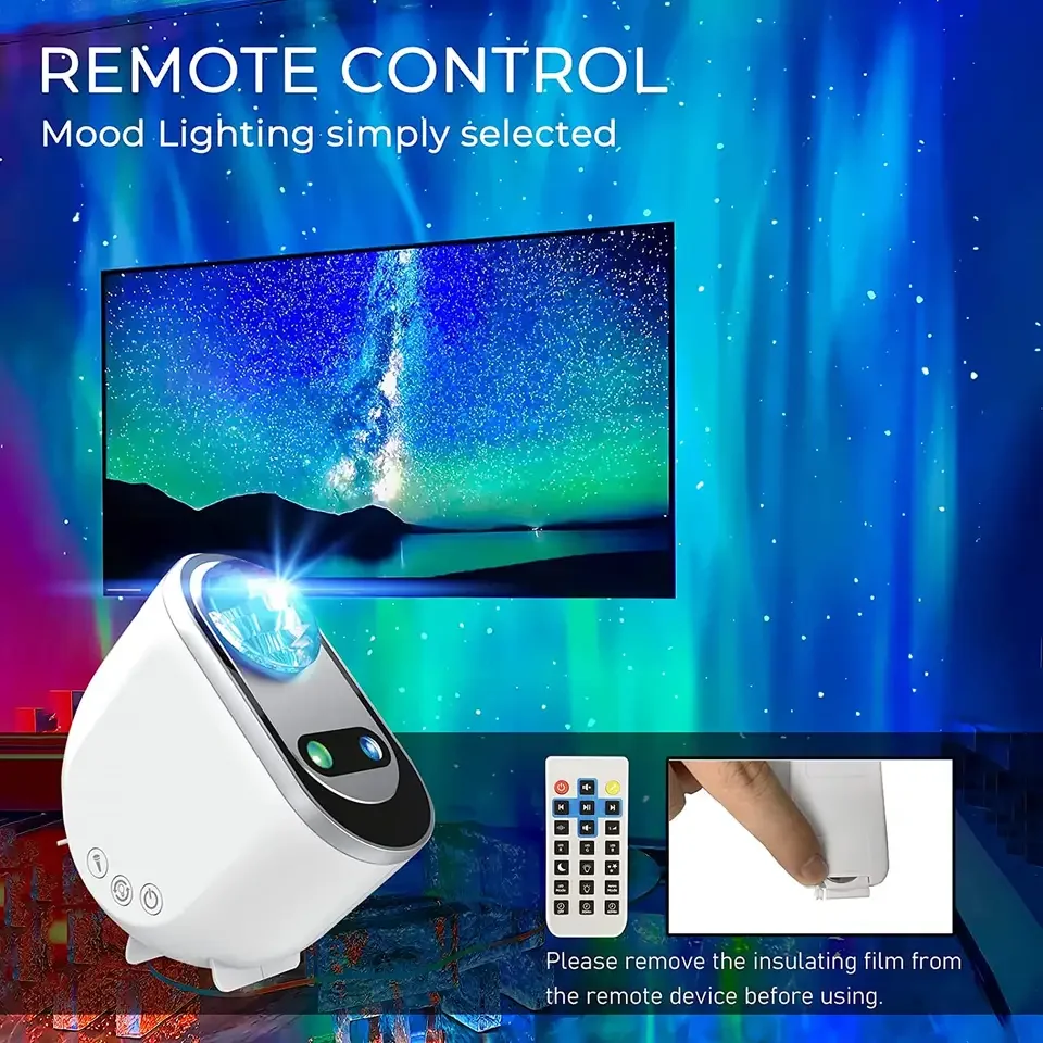 Galaxy Aurora Projector LED Northern Lights Star Projector 6 White Noise Starry Moon Light with Speaker for Kids Gift Bedroom