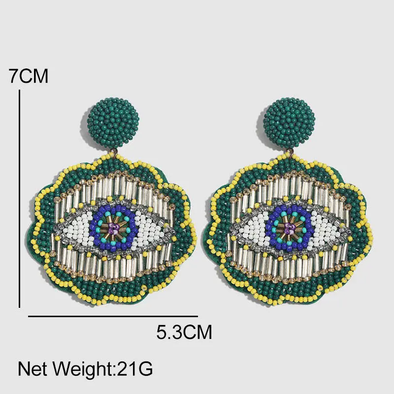 2019 Bohemian Handmade Beads Big Eye Tassel Drop Earrings For Women Wedding Trendy Girls Party Gift Statement Earrings