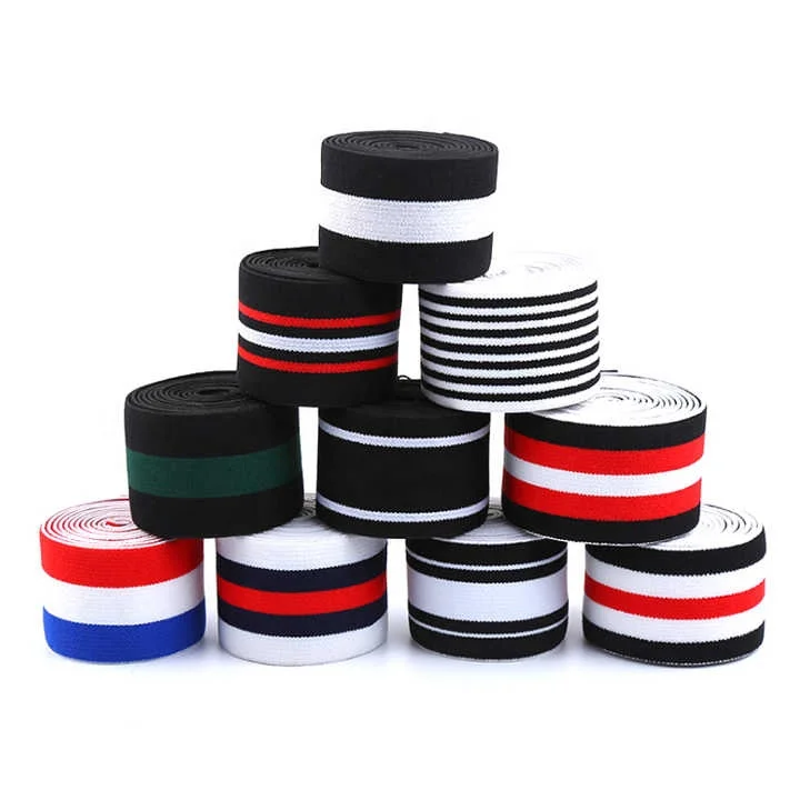4CM Stock Wholesale China Stripe Soft Jacquard Thick Twill Elastic Waist Band Waistband for Clothing Shoe Boxer