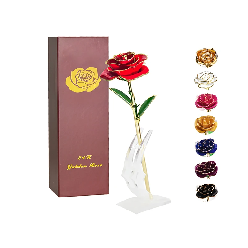 Wholesale forever eternal rose 24k Gold preserved Rose Paint Rose Flower With Gift Box gifts for women