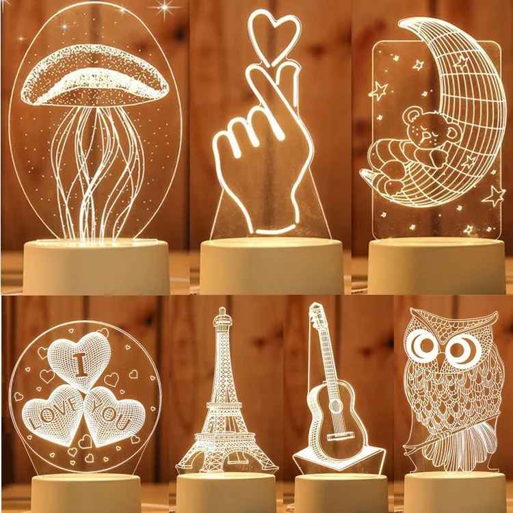 USB Promotional Custom Acrylic Lamp Gift Table Lamp Night Light  Anime Acrylic Lamp LED 3D Night Light