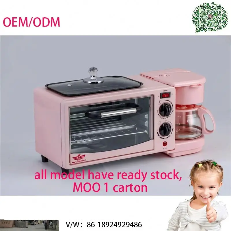 Household frying pan electric oven tea boiling device 3 in 1 multifunctional breakfast making machine