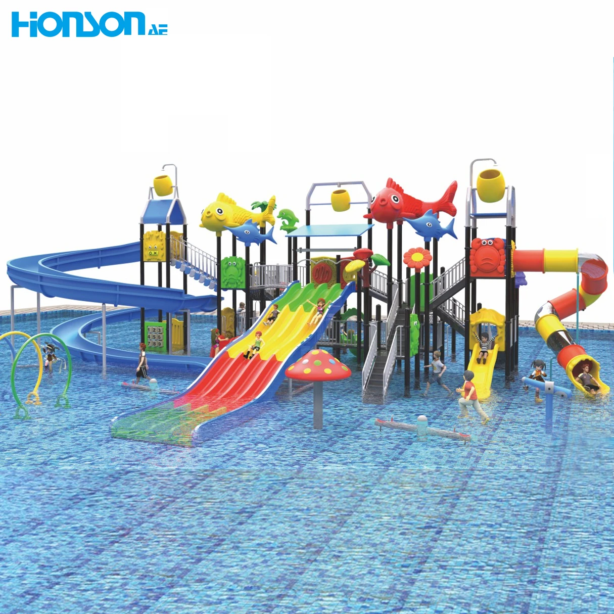 Swimming Pool Climbing Playground FRP glass fibre reinforced plastic water park slides
