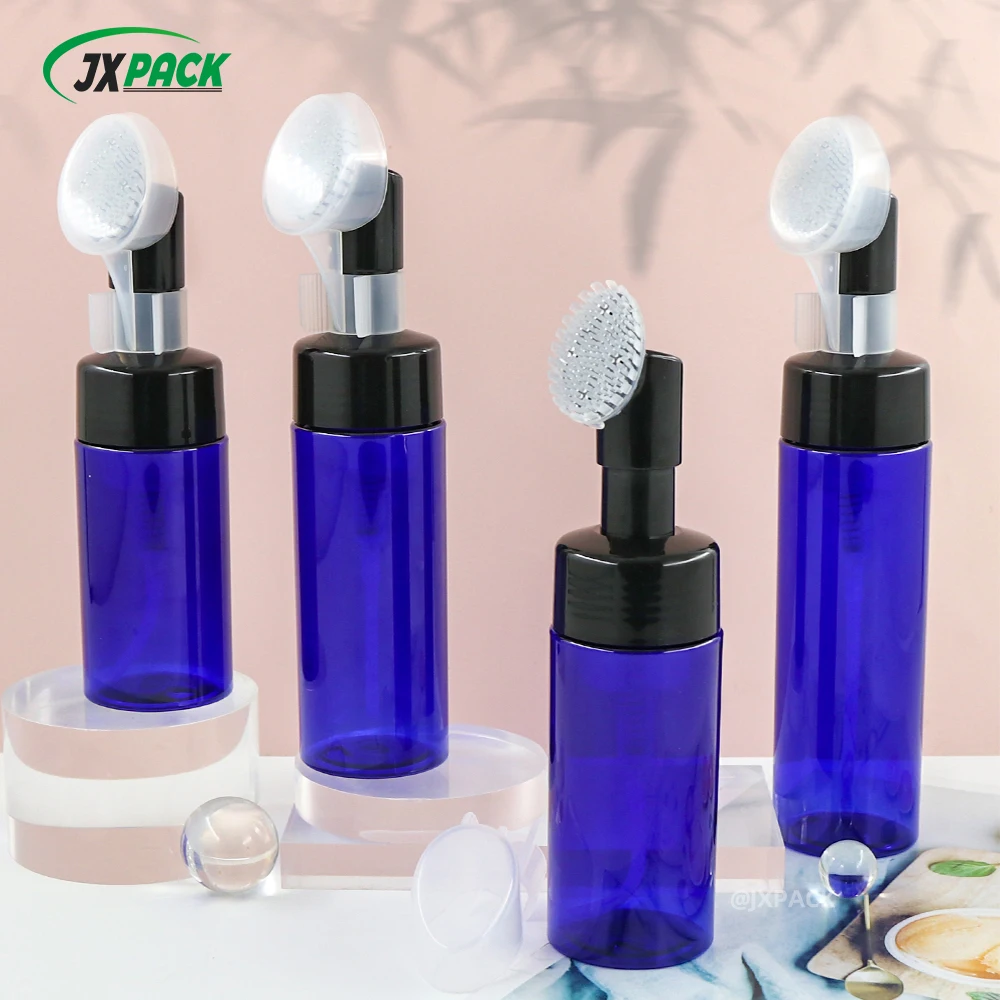 Luxury shoe cleaner foam bottle Foam silicone Brush Cleansing Clear plastic bottle teal black 3.5oz foam pump bottle