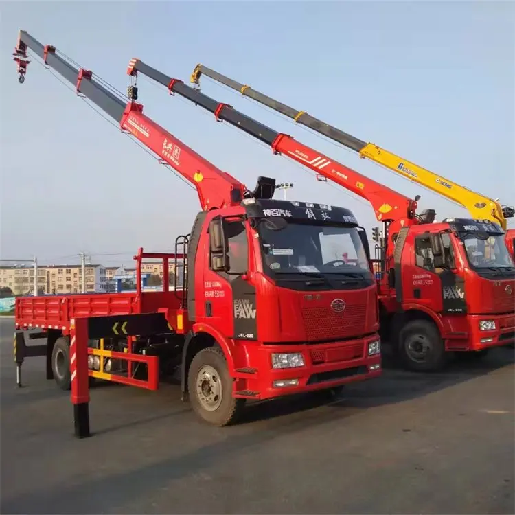 FAW China Brand Truck with 8 Ton Straight Boom Crane