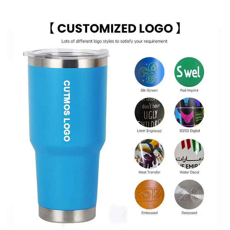 Hot Sale Custom Logo 30 Oz Cup  Double Walled Stainless Steel Metal Travel Mugs Vacuum Insulated Tumbler With Straw