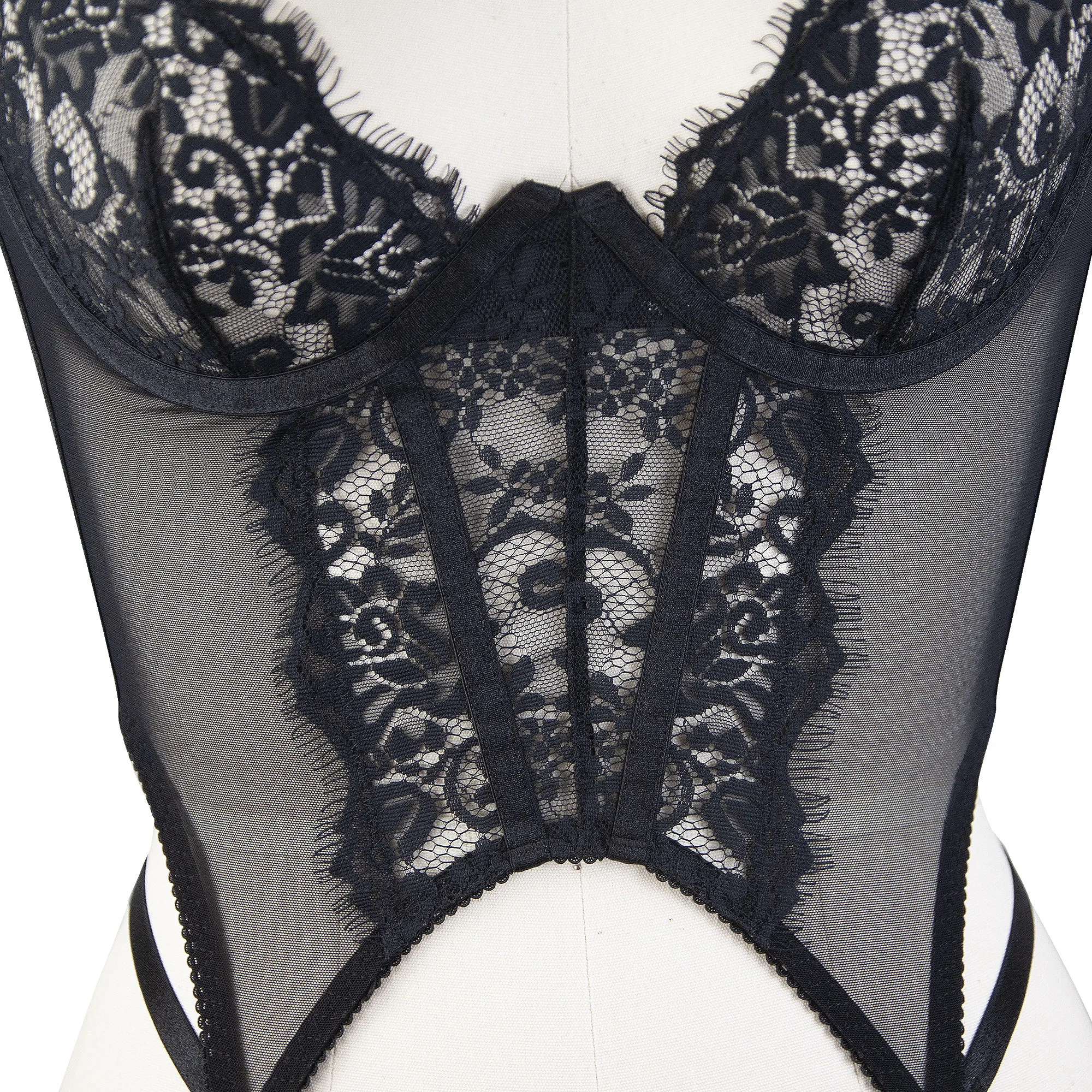 Wholesale String Thong Lady Underwear See Through Embroidery Fashion Sexy Lace Corset Bra & Brief Sets