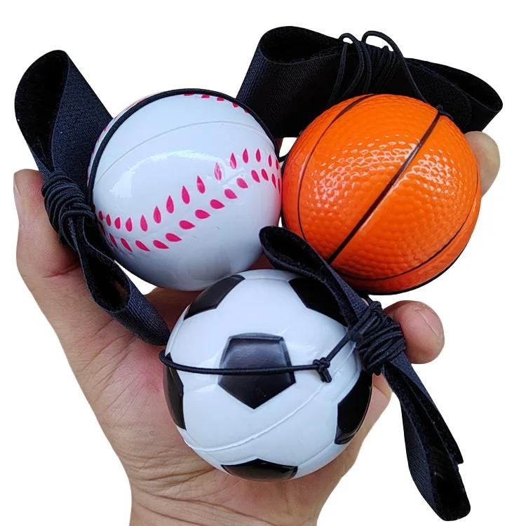 Custom PU/Rubber Wrist Rebound Ball Wristband Ball Sport Training High Bouncy Elastic Wrist Rubber Return Ball