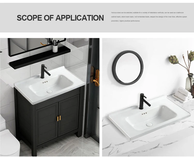 Cupc Modern 60cm Rectangular Bathroom Vanity Sink Single-Hole Faucet Mount Hotel Porcelain Basin for Wash Use