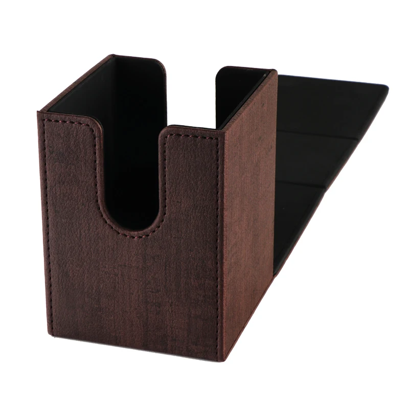 Pu Leather Board Game Accessories Products Storage Flip Deck Box Leather Card Square Stamping Collecting Card Accept CN;GUA