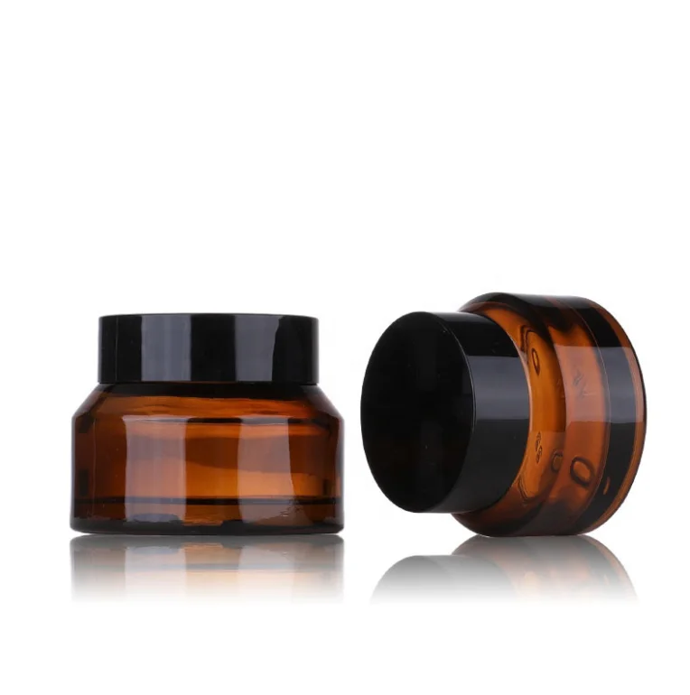  Low MOQ Cosmetic Green Amber Glass Jar for Face Cream 15g 30g