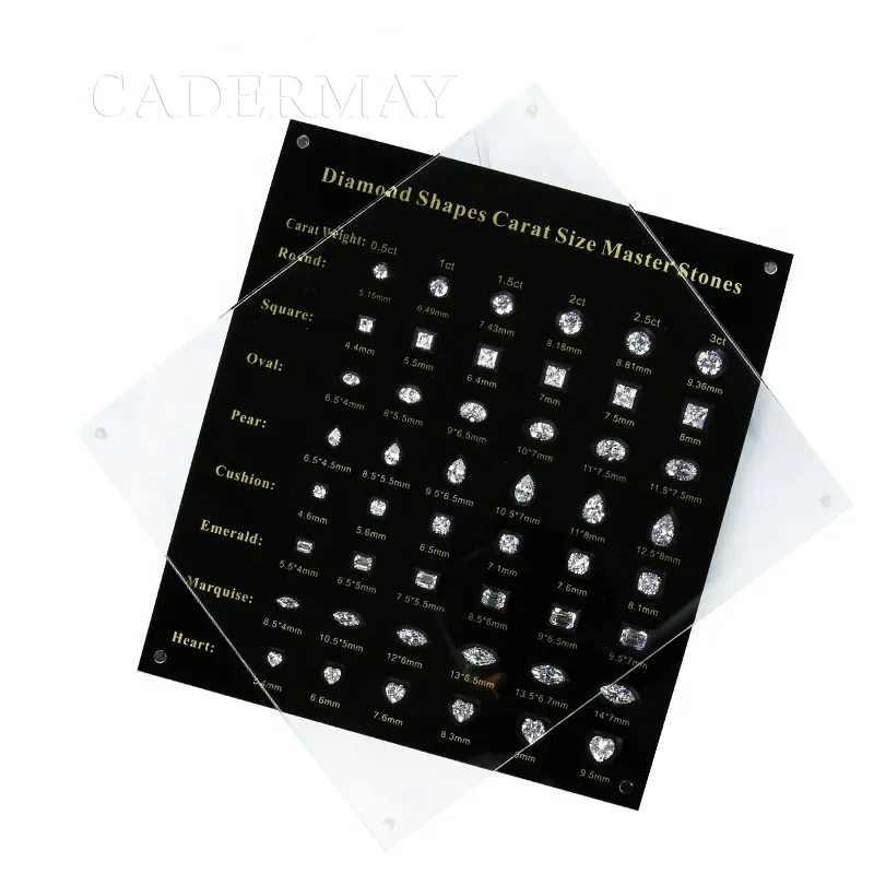 Cadermay 8 Shapes Carat Size Master Stones from 0.5 ct -3 ct  Cubic Zirconia Diamond gemstool  Master Tester Tools set