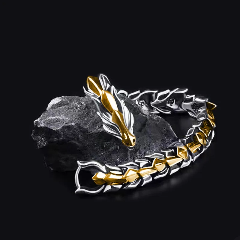 2022 European American Hip Hop Dragon Head Bracelet for Women Men Fashion Cuban Chain Punk Keel Bracelet Creative Birthday Gift