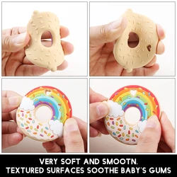Christmas new arrival rainbow donut silicone baby chewable teething sensory toys teethers