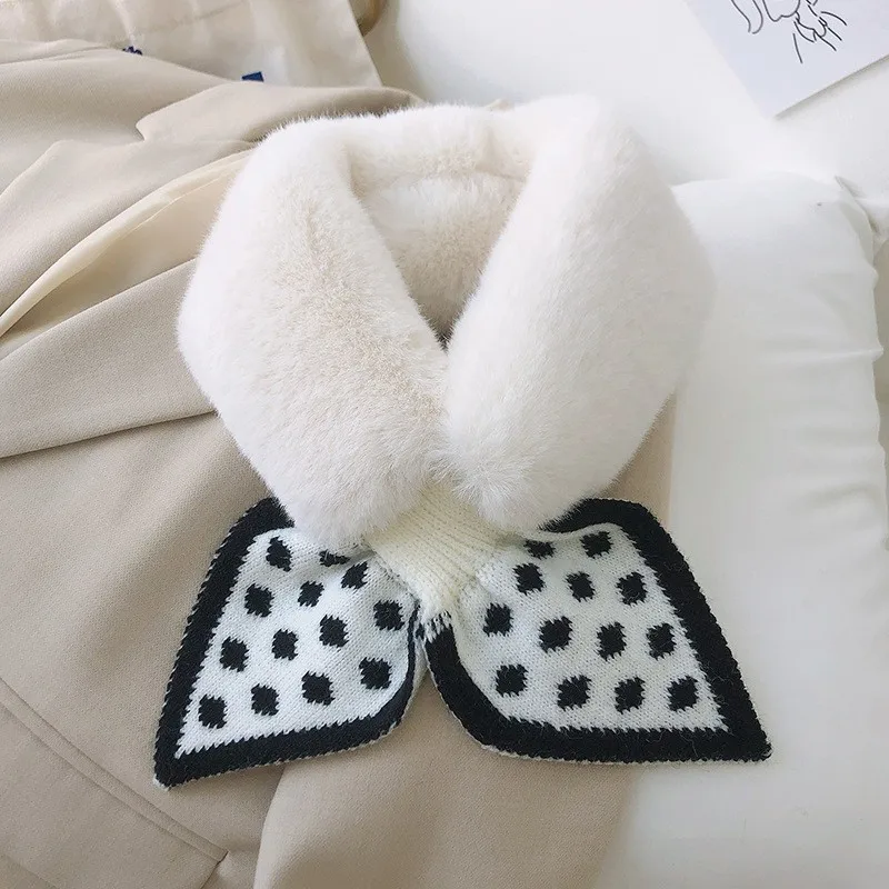 2022 Women Sweet Warm Autumn Winter Student Scarf  Fur Knitted Collar Scarf