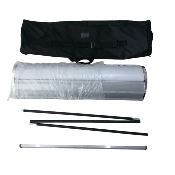 Wholesale wide base standing roll up shelf Economical large base banner roll up display shelf 80x200