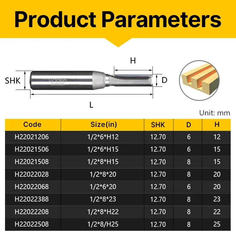 12.7mm PCD Straight Cutter Wood Router Bit Acrylic Slotting Router Bits