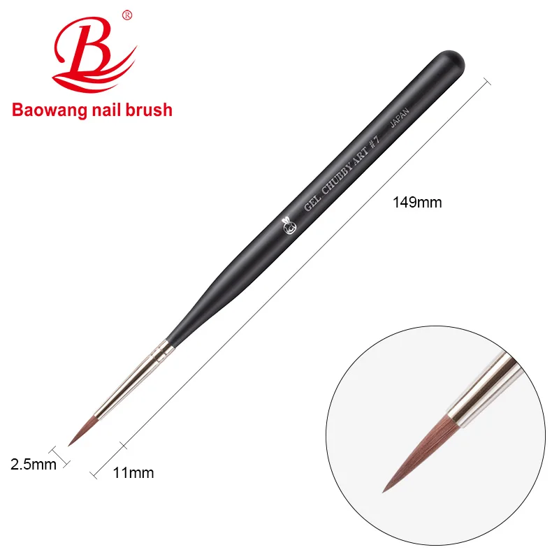 Japanese Rabbit Series Gel Art Brush #7 Matte Black Handle Nylon Blooming Petals Leaves Painting Wide Range Functions