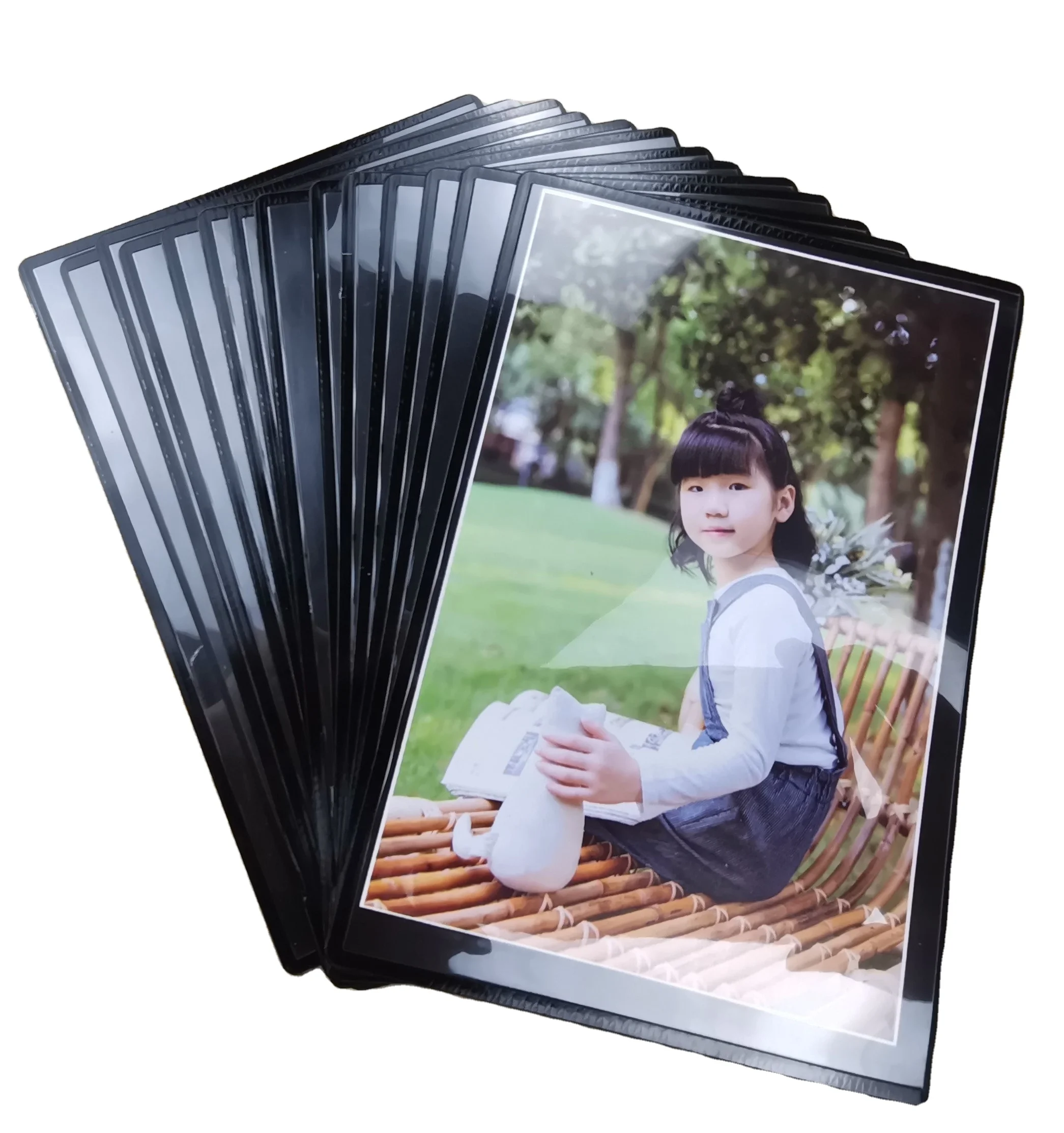 
4R White/Black magnetic photo frame with Transparent PVC protection,round corner full magnet back,magnetic picture pocket 