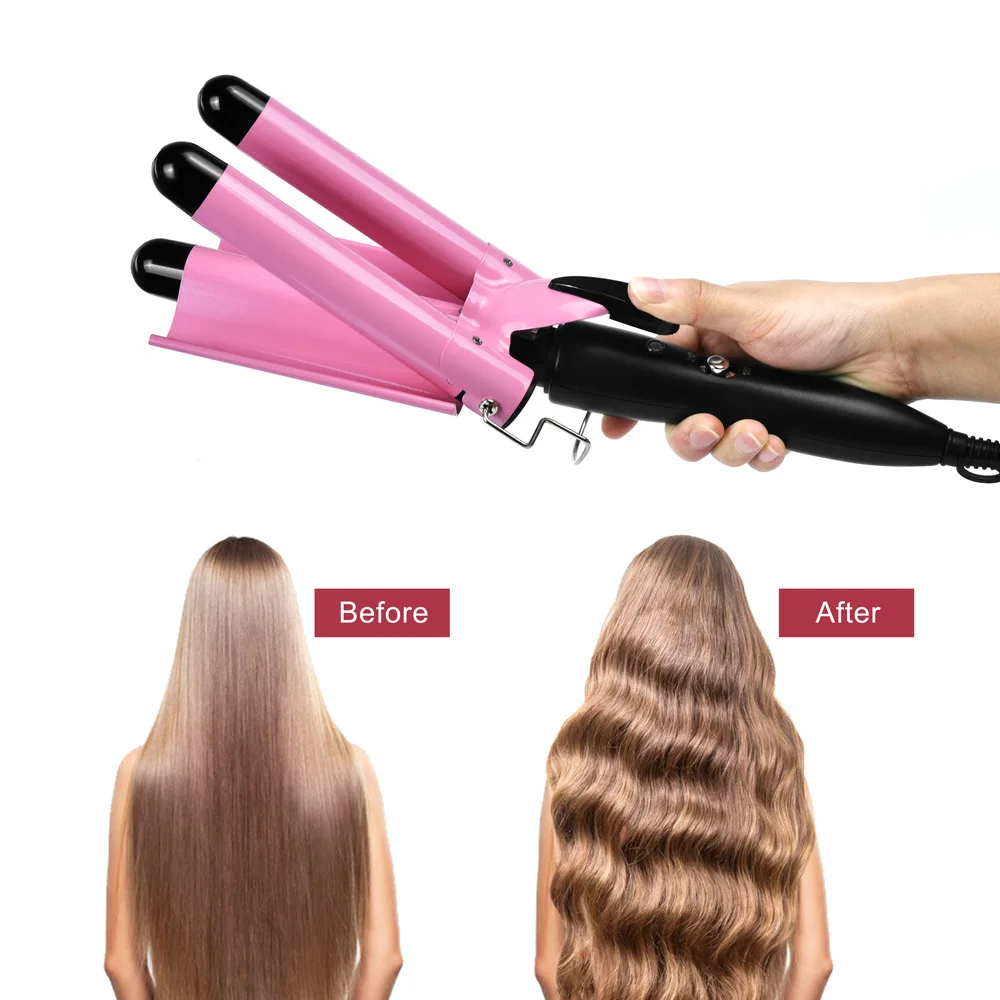 Fast Heating Hair Wand Curler in All Hair Type Waver Curling Iron Wand Curling Wand Set with 3 Barrel Hair Crimper for Women