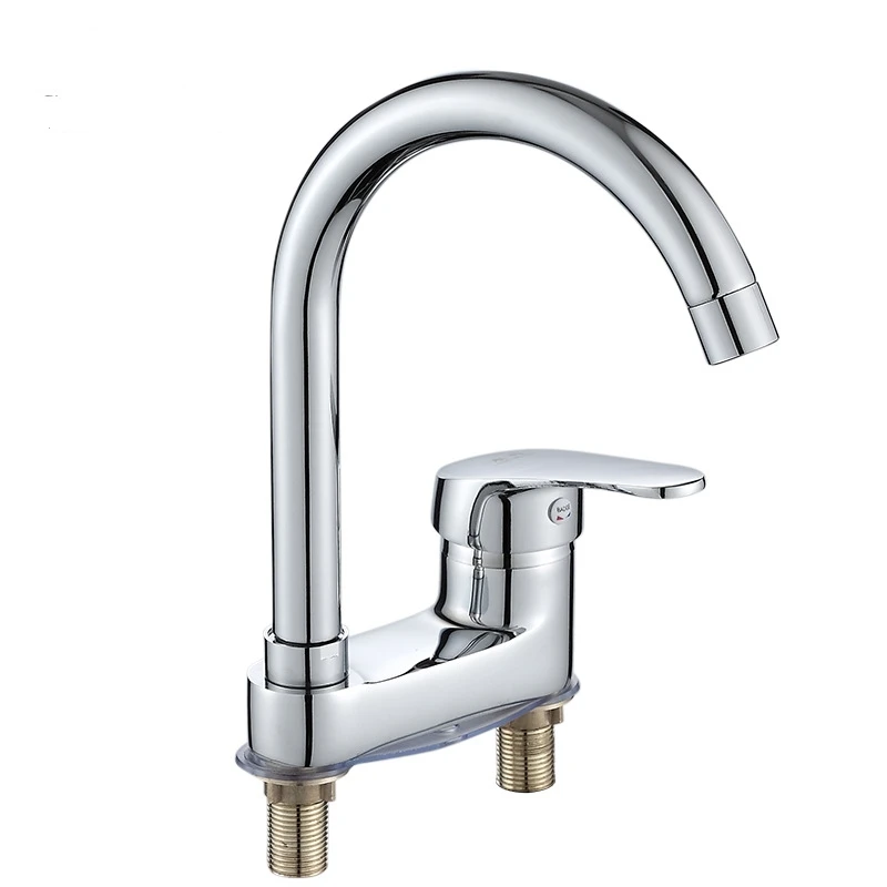 Galvanized zinc alloy worktable two-piece hot and cold water basin faucet stainless steel two-hole mixing basin