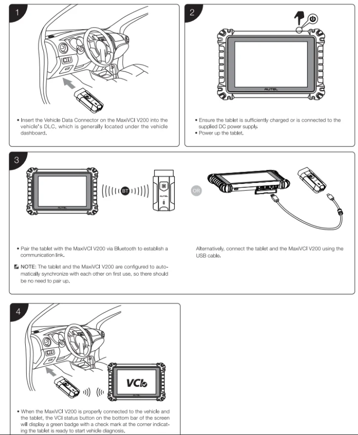 Autel MaxiVCI VCI 200 Used With Tablets MS906 PRO ITS600K8 Interface ABS DPF EPB SAS SRS TPMS Bluetooth