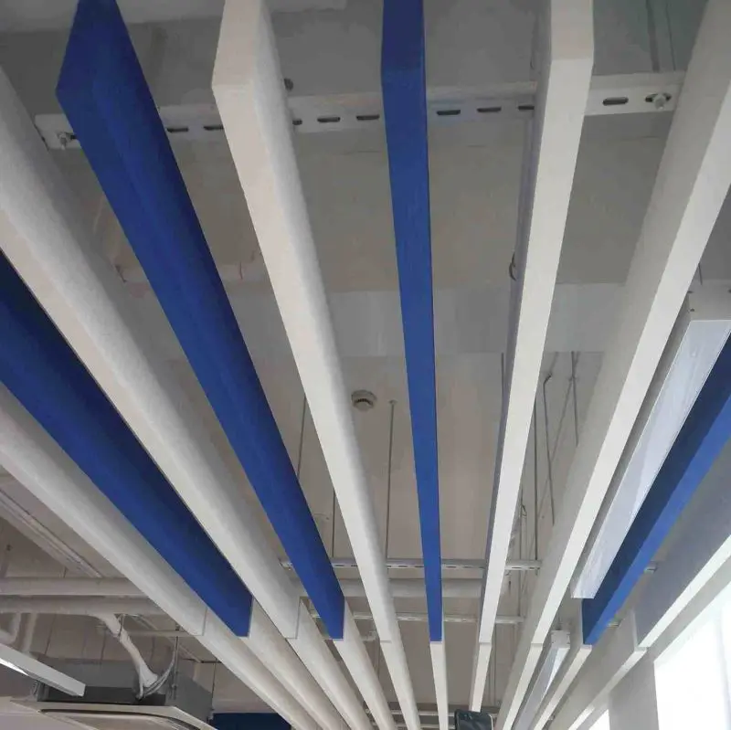 Baffle Beam Acoustic Panels Ceiling Glass Wool Mineral Vertical Hanging For Office Room 200x1200mm