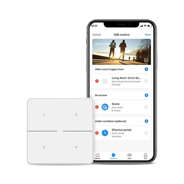 BroadLink 3 way Control 4 Key Button Smart WiFi Scene Switch