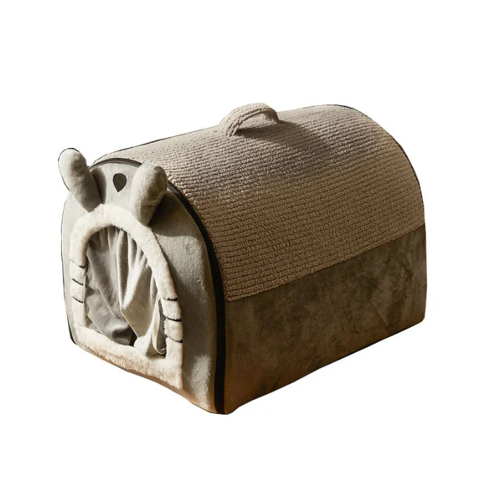 Indoor Warm Plush Sleeping Cat Bed with Removable Cushion Pet Supplies Dog House Soft Pet Bed Small Cat House