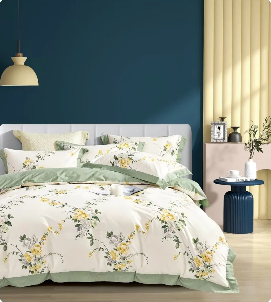 printed cotton 2023 new printed 133*72 cotton comforter cover set duvet cover sets with fitted sheet