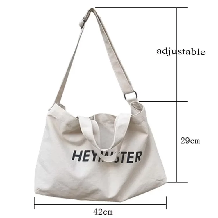 Custom Large Shoulder Bag Eco Messenger Bags Casual Cotton Canvas Tote Crossbody Canvas Bag