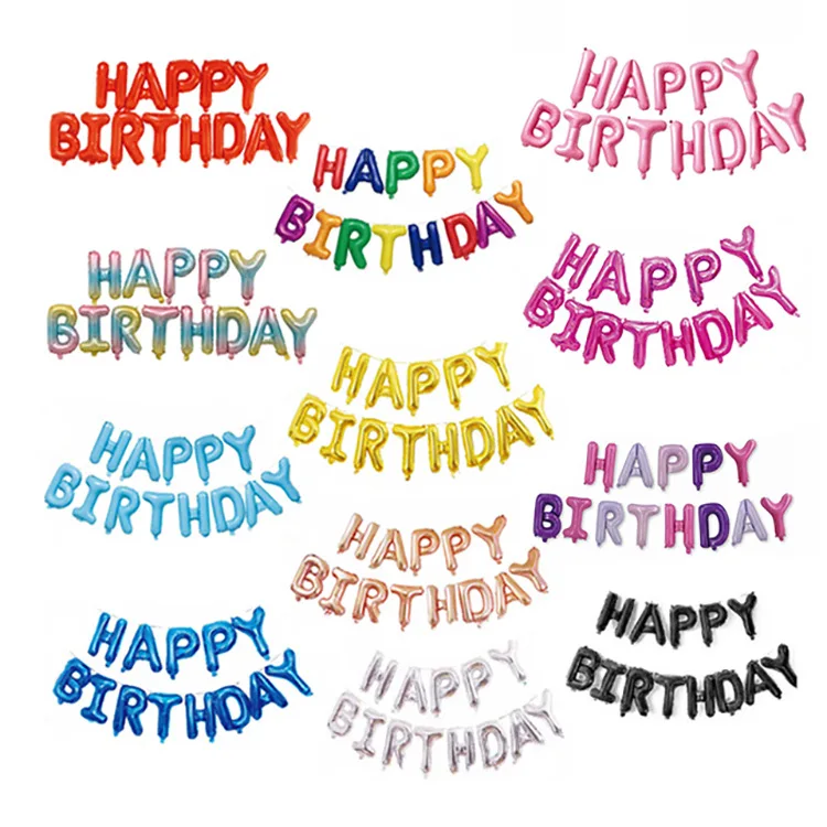 Factory Wholesale 16 Inch Letter Aluminum Foil Birthday Balloon Set Party Decorations Aluminum Film Balloon