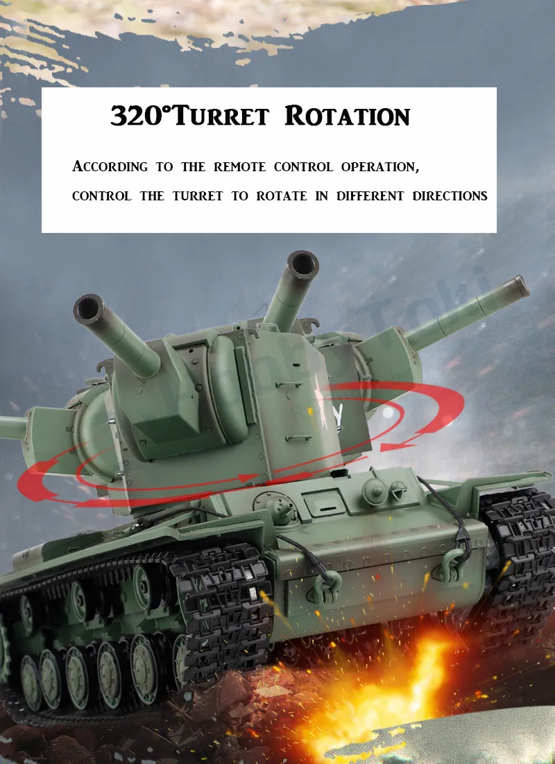 Rock Crawler  Dropshipping Heng Long KV-2 3949 Soviet Union Main Battle Military 2.4G 1/16 RC toy Tank