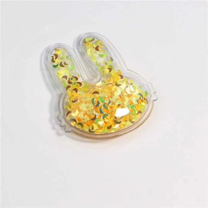 Hot Sale Custom Rabbit Flake Quicksand Sequin PVC Patch DIY Accessories For Bag And Hairclip