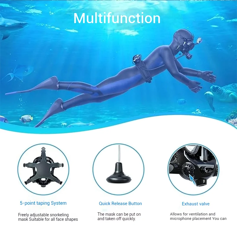 Full Face Underwater Work Mask with Waterproof Features Connectable Scuba Tank Pool Maintenance Deep Diving Sports Water Sports