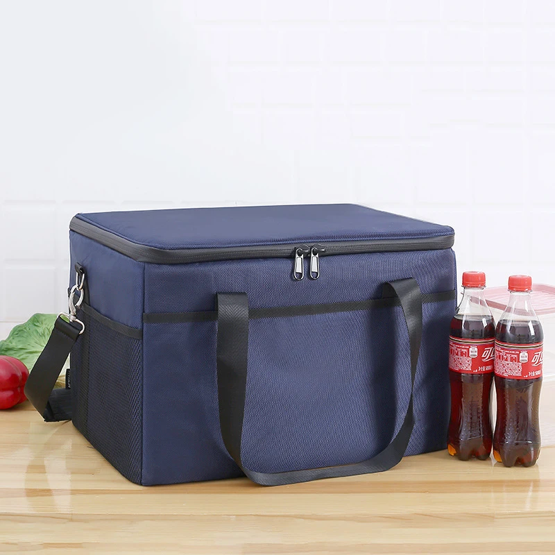 In stock bottle basket delivery backpack picnic cooler box black red blue advertise lunch bag