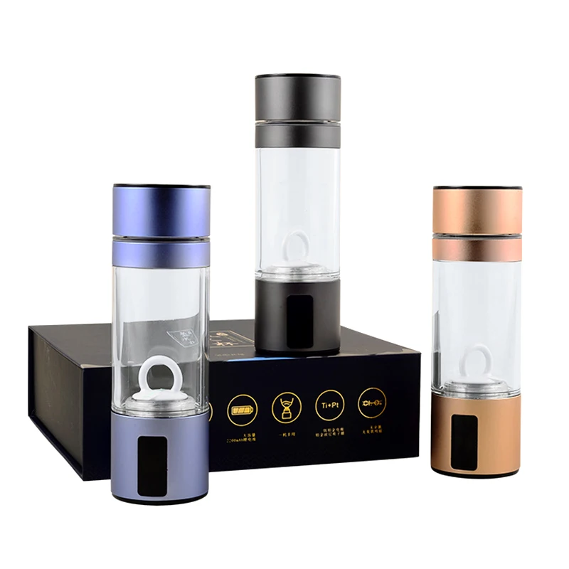 Portable Hydrogen Water Generator with SPE and Pem Technology Rechargeable Portable Glass Hydrogen Water Generator Bottle