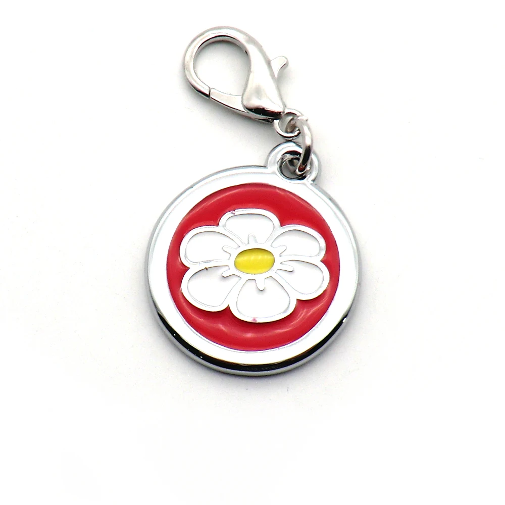 Bulk sale machine laser engraved 25mm round flower name tags for dog