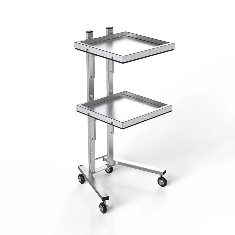Youtai High Quality Minimalism Stainless Steel Salong Beauty Cabinet Trolley Two-Storey Storage Foldable Salon Equipment Trolley