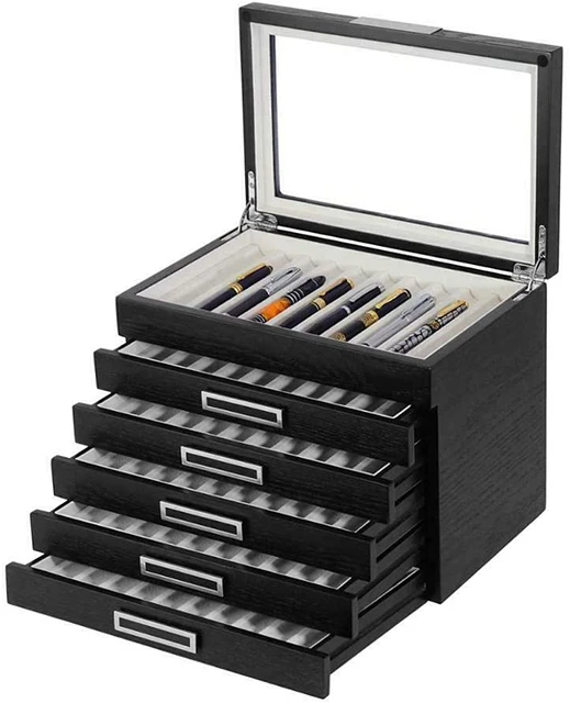 Wood Pen Storage box with 5 drawer pen wooden storage box and pen wooden case