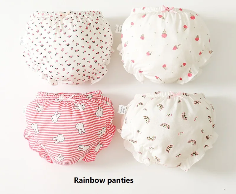 4PCS NEW Kawaii Elastic cute Cartoon Panties Printed Children Pure Cotton Shorts cotton Underwear set for baby girl