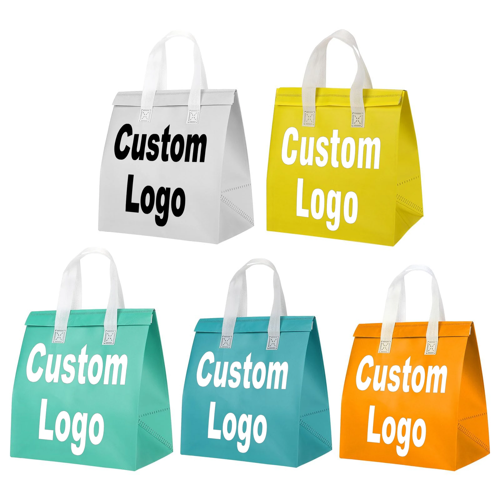 Custom Logo Disposable Aluminum Foil Non Woven Cooler Bag Small Takeaway Cold And Hot Drinks Food Delivery Thermal Insulated Bag