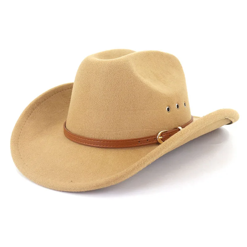 Vintage Men Jazz Hats Western Cowboy Hat for Women Personality High Street Wide Brim Fedora Hats