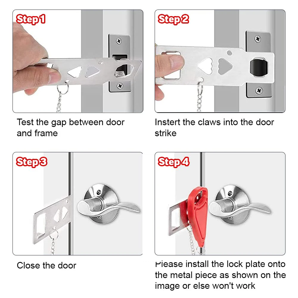 Door Lock and Door Stopper Alarm Travel Safely 2 in 1 set Door Alert Stop Portable for Traveling Home Apartment