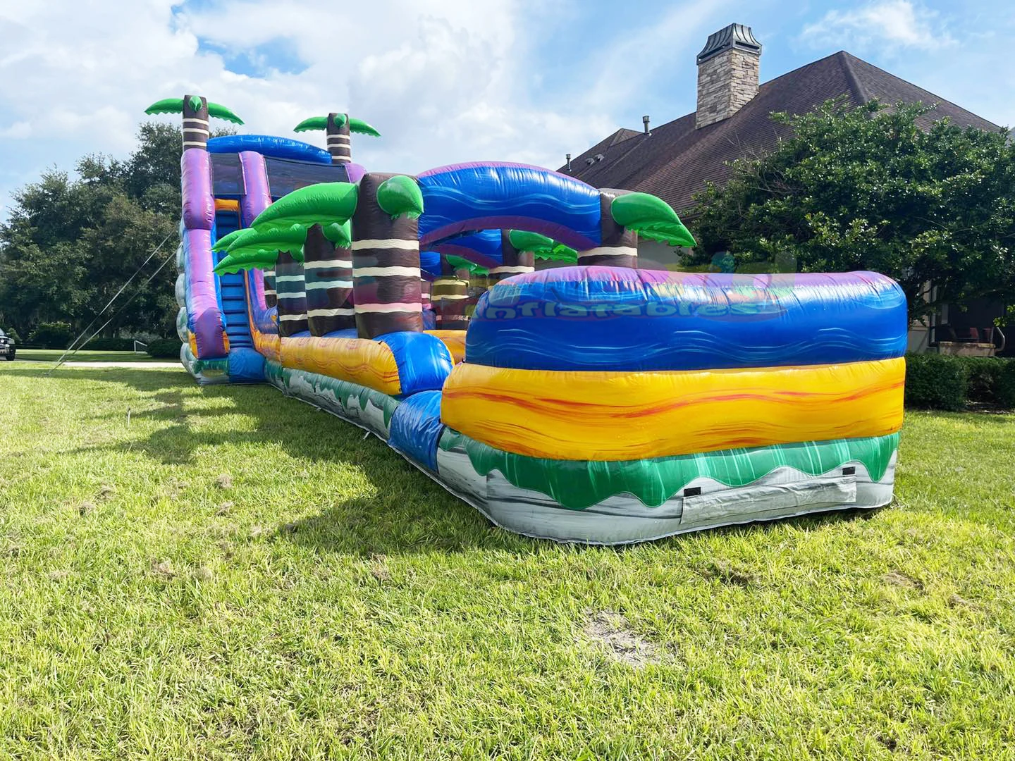 Commercial kids entertainment jumping waterslide bounce house chateaux gonflables inflatables blow up water slide with pool