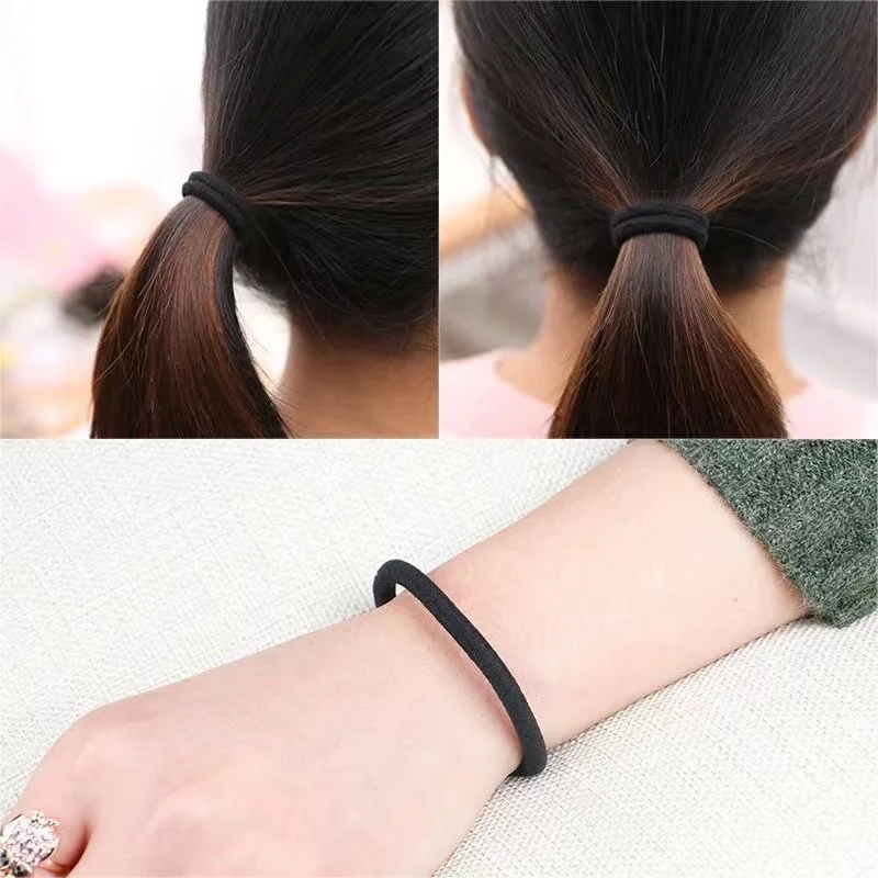 Thick black high elastic rubber bands. Seamless black durable rubber band wholesale