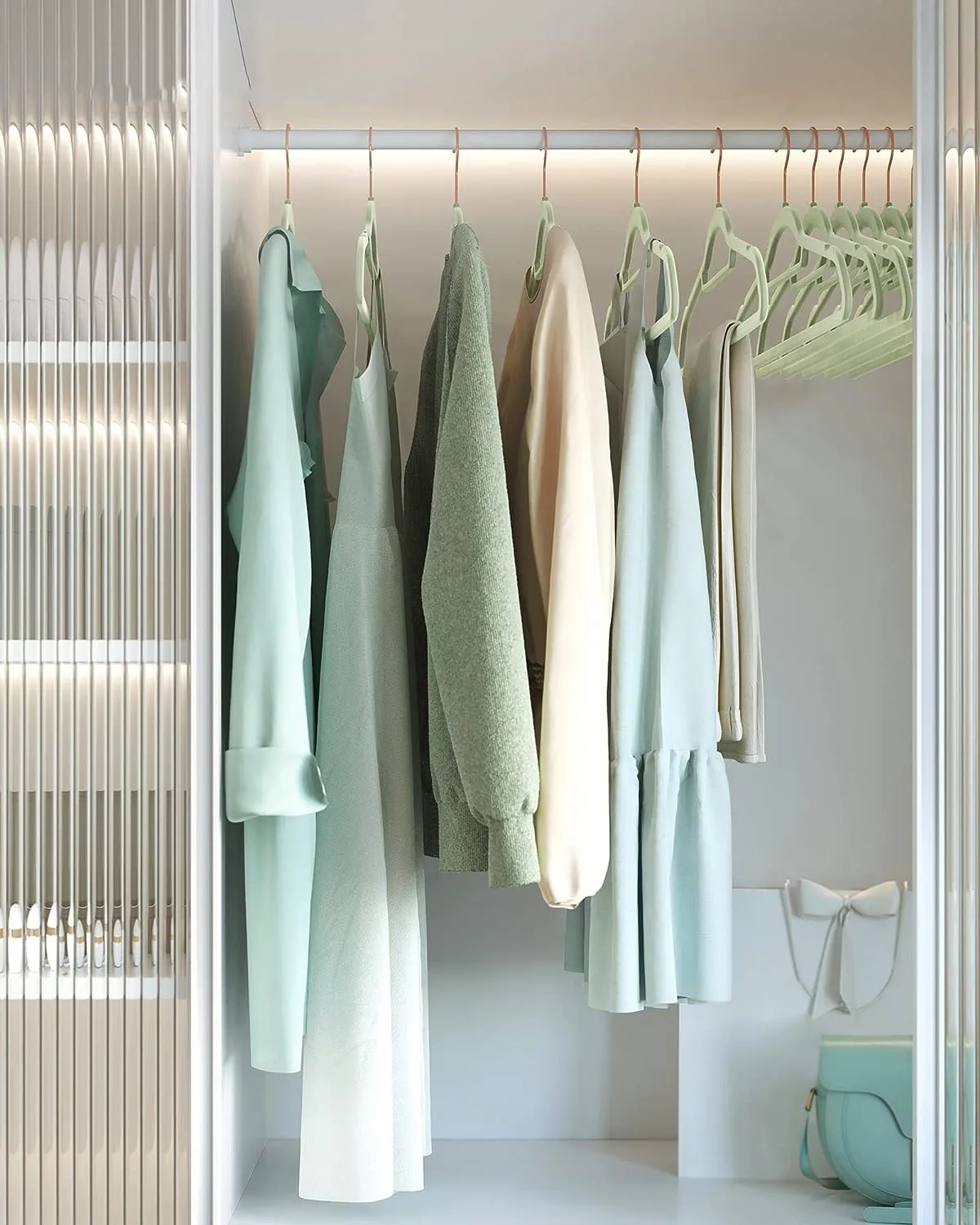 Wholesale Premium Velvet Hangers Non Slip Custom Hanger Space-Saving For For Suit ,Shirt, Dress, Pants, Tie Green Hanger