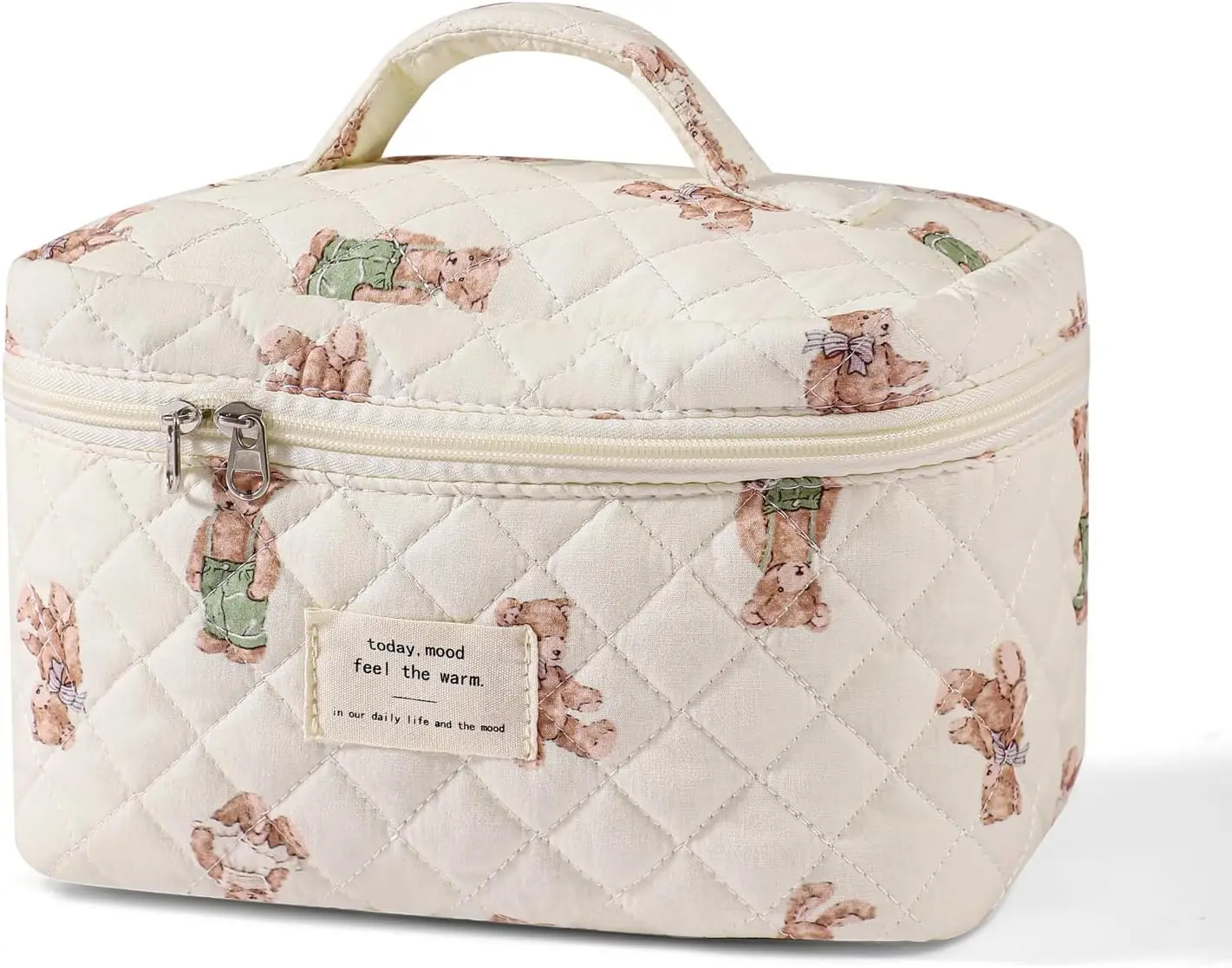 High Quality Cotton Cosmetic Bag Portable Toiletry Pouch with Custom Logo Zippered Makeup Bag in Polyester Opp Packing