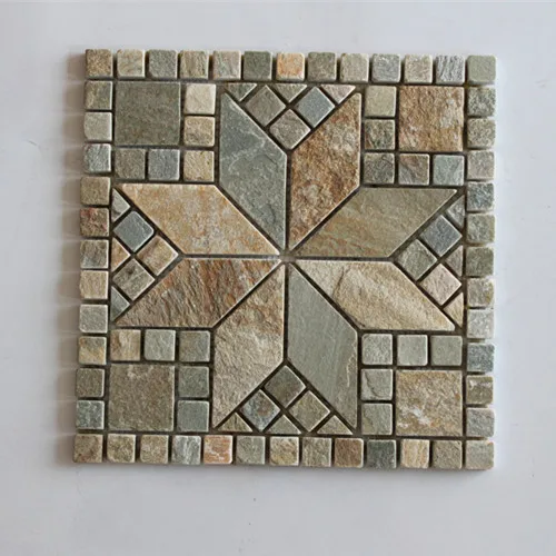 China square shaped natural slate stone mosaic floor tiles for bathroom kitchen